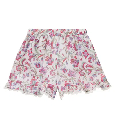 Louise Misha Kids' Vallal Floral Ruffled Cotton Shorts In Pink