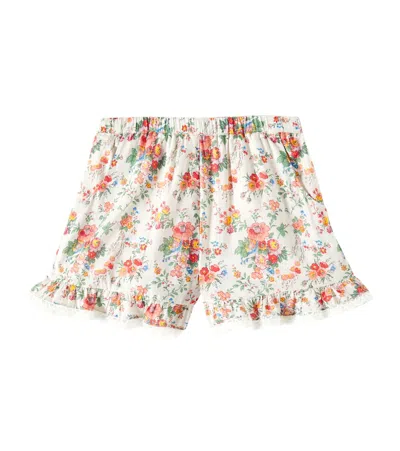 Louise Misha Kids' Vallaloid Floral Cotton Voile Shorts In Cream Rosa Festa