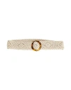 Louise Misha Woman Belt Beige Size 2 Textile Fibers, Leather