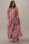 Louise New York Louise Marie Tie-strap Corset Taffeta Maxi Dress In Purple