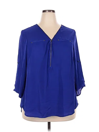 Pre-owned Louise Paris 3/4 Sleeve Blouse In Blue