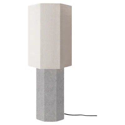 Pre-owned Louise Roe Contemporary Marble Lamp 'eight Over Eight', Large, Grey / White Jute