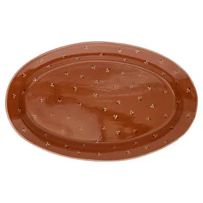 Pre-owned Louise Roe Dotty Serving Platter In Terracotta, Ceramics In Brown