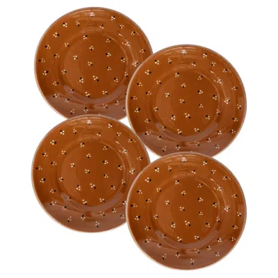 Pre-owned Louise Roe Dotty Side Plate In Terracotta (set Of Four) In Brown