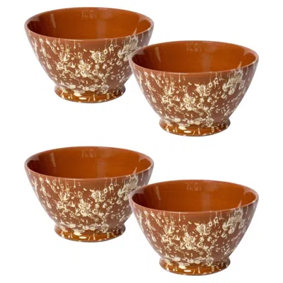Pre-owned Louise Roe (english) Splatter Bowls Small, Terracotta And Cream, Set Of 4 In Brown