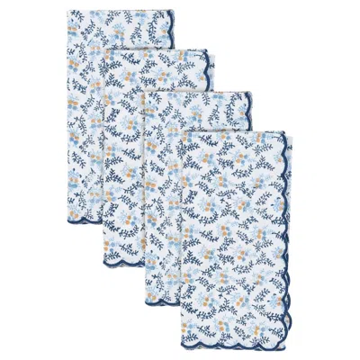 Pre-owned Louise Roe Little Flower Napkins (set Of 4) In Gray