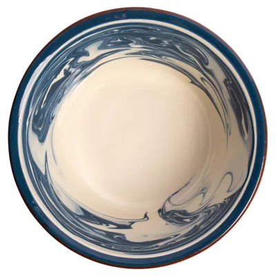 Pre-owned Louise Roe Marbre Large Bowl In Blue, Marbled Pattern, Ceramics In Sand