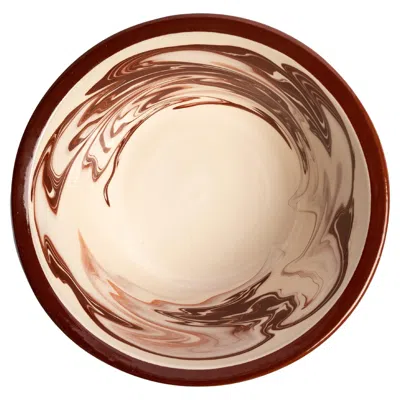 Pre-owned Louise Roe Marbre Large Bowl In Brown, Marbled Pattern, Ceramics In Sand