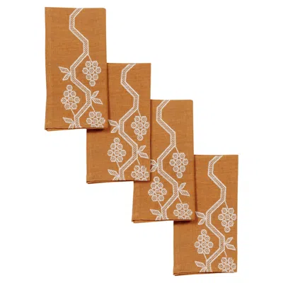 Pre-owned Louise Roe Napa Napkins (set Of 4) In Brown