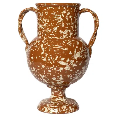 Pre-owned Louise Roe Splatter Verona Vase, Large, Terracotta And Cream, Ceramics In Brown