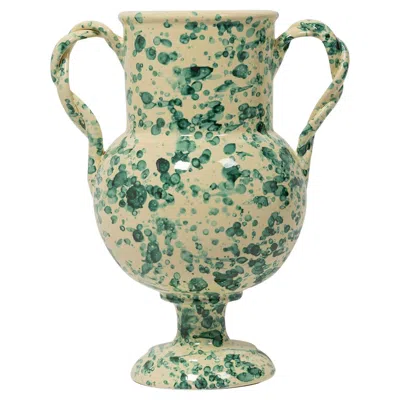 Pre-owned Louise Roe Splatter Verona Vase, Large, Yellow & Verde, Ceramics