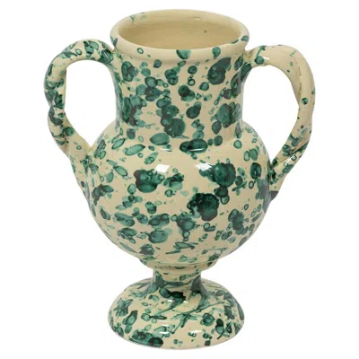 Pre-owned Louise Roe Splatter Verona Vase, Regular, Yellow & Verde, Ceramics