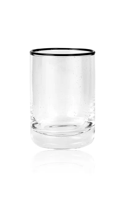 Louise Roe - Sr Bubble Glass Black Rim; Drinking Low - Clear