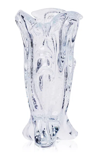 Louise Roe - Sr Vintage Drape Glass Vase - Clear