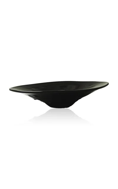 Louise Roe - Sr Vintage Glass Tray Black; Deco - Black