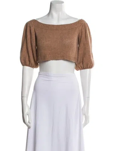 Pre-owned Louiza Babouryan Bateau Neckline Sweater W/ Tags In Brown