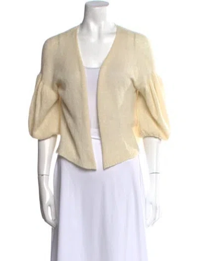 Pre-owned Louiza Babouryan Cashmere Open Front Sweater In Neutral