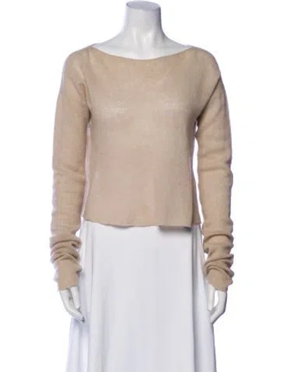 Pre-owned Louiza Babouryan Cashmere Scoop Neck Sweater In Neutral