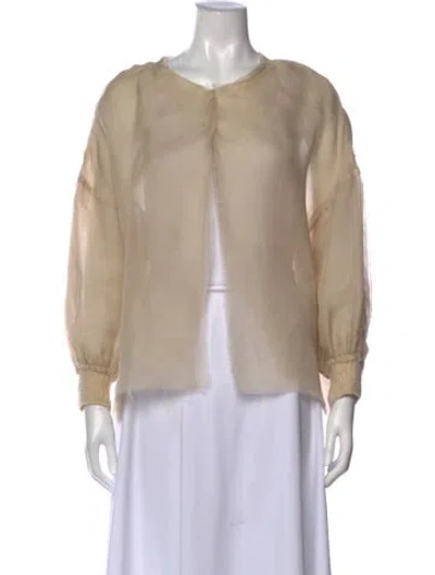 Pre-owned Louiza Babouryan Crew Neck Long Sleeve Top In Neutral