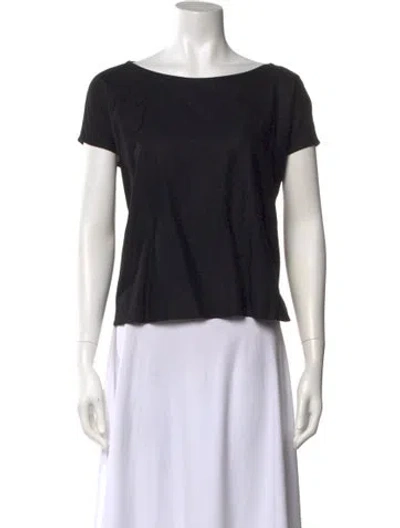 Pre-owned Louiza Babouryan Scoop Neck Short Sleeve T-shirt In Black