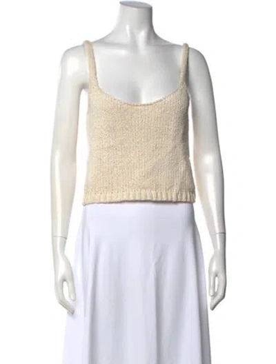 Pre-owned Louiza Babouryan Scoop Neck Sleeveless Top In Neutral