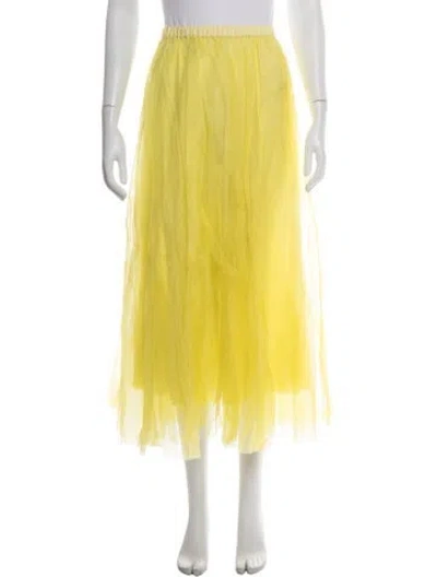 Pre-owned Louiza Babouryan Silk Midi Length Skirt In Yellow