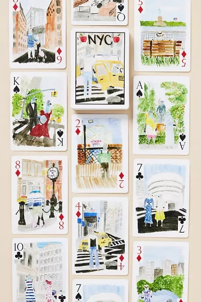 Loulou Baker Watercolor City Playing Cards In Black