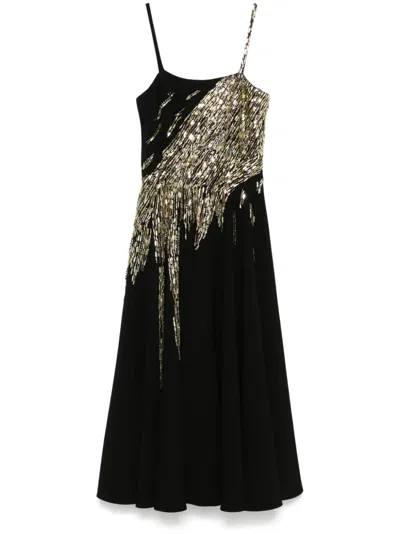 Loulou Studio Bead-embellished Midi Dress In Black