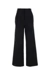 Loulou Studio Wide Leg Trousers In Cotton And Linen In Black