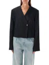 Loulou Studio Cropped Blazer Button Detailing In Black