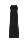Loulou Studio Satin Morene Dress Keyhole Neckline In Black
