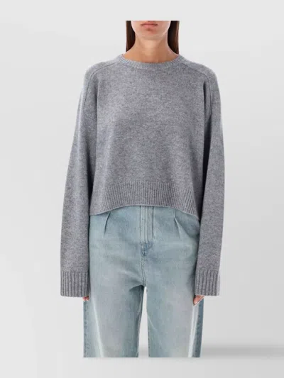 Loulou Crew Neck Knit Sweater In Grey