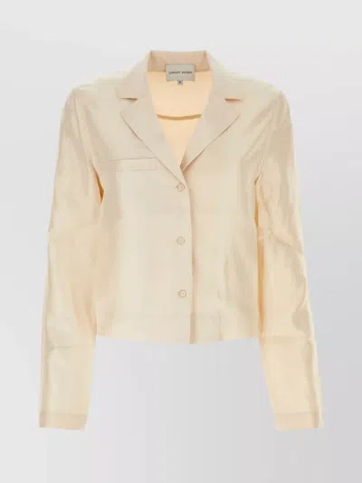 Loulou Cropped Silk Aloma Shirt With Long Sleeves In Yellow