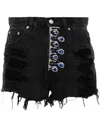 Loulou Studio Crystal-embellished Denim Shorts In Black