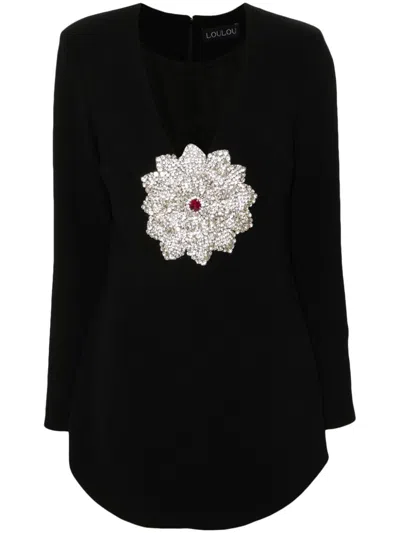 Loulou Crystal-embellished Mini Dress In Black