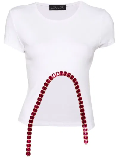 Loulou Studio Crystal-embellished T-shirt In White