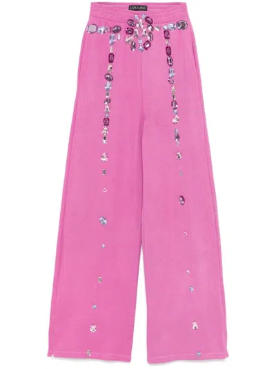Loulou Studio Crystal-embellished Track Pants In Pink