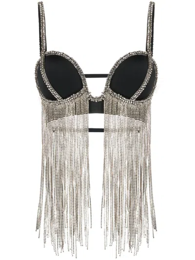 Loulou Studio Crystal-embellished Triangle Top In Black