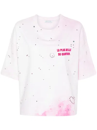 Loulou Studio Crystal-embellished Washed T-shirt In Pink