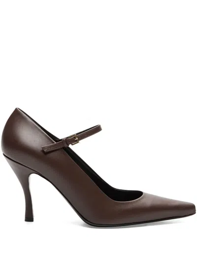 Loulou De Saison 85mm Carey Leather Pumps In Brown