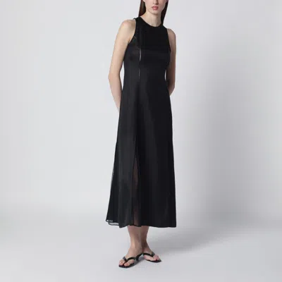 Loulou De Saison Abito Iraka In Twill Di Seta Nero In Black