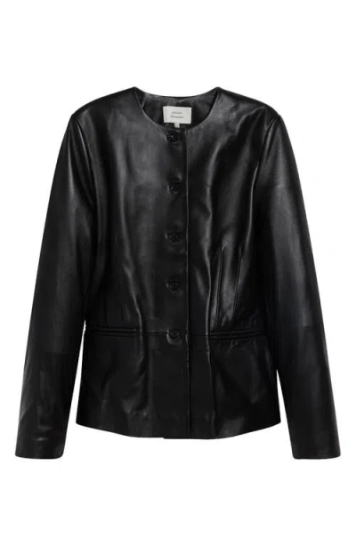 Loulou De Saison Adea Collarless Lambskin Leather Jacket In Black