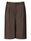 Loulou De Saison Adler Pleat-detail Side-pocket Shorts In Brown