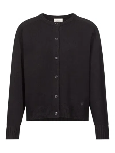 Loulou De Saison Aidar Lds Ribbed Crew-neck Cardigan In Black