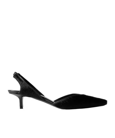 Loulou De Saison Akila Calf Hair Slingback Pumps In Black