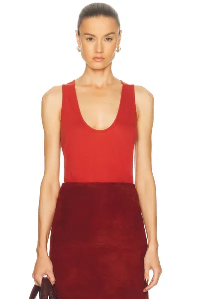 Loulou De Saison Albia Loose Fit U-neck Tank Top In Red