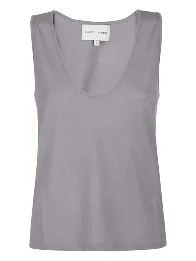 Loulou De Saison Albia Scoop-neck Tank Top In Gray