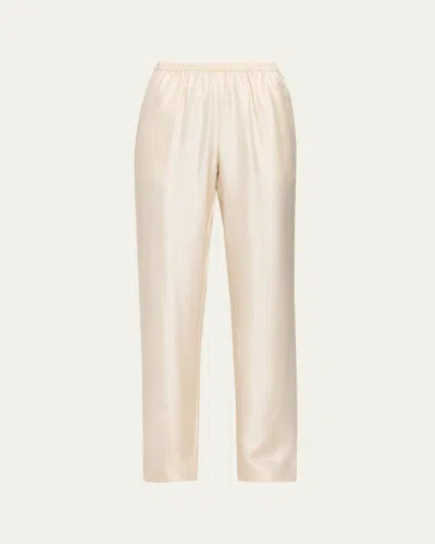Loulou De Saison Alera Silk Straight-leg Pull-on Pants In Ivory
