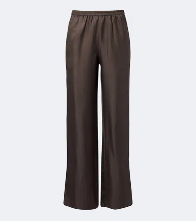 Loulou De Saison Brown Kadala Striped Satin Silk-blend Straight-leg Pants