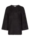 Loulou De Saison Alpaca-blend Three-quarter-sleeve Sweater In Black
